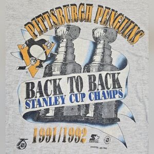 Vintage STARTER Pittsburgh Penguins Gray Championship Tee